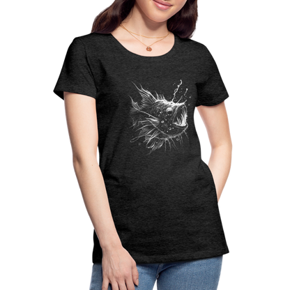 Anglerfisch, Tiefseefisch - Monochrom - Frauen Premium T-Shirt - by Artful Alchemist