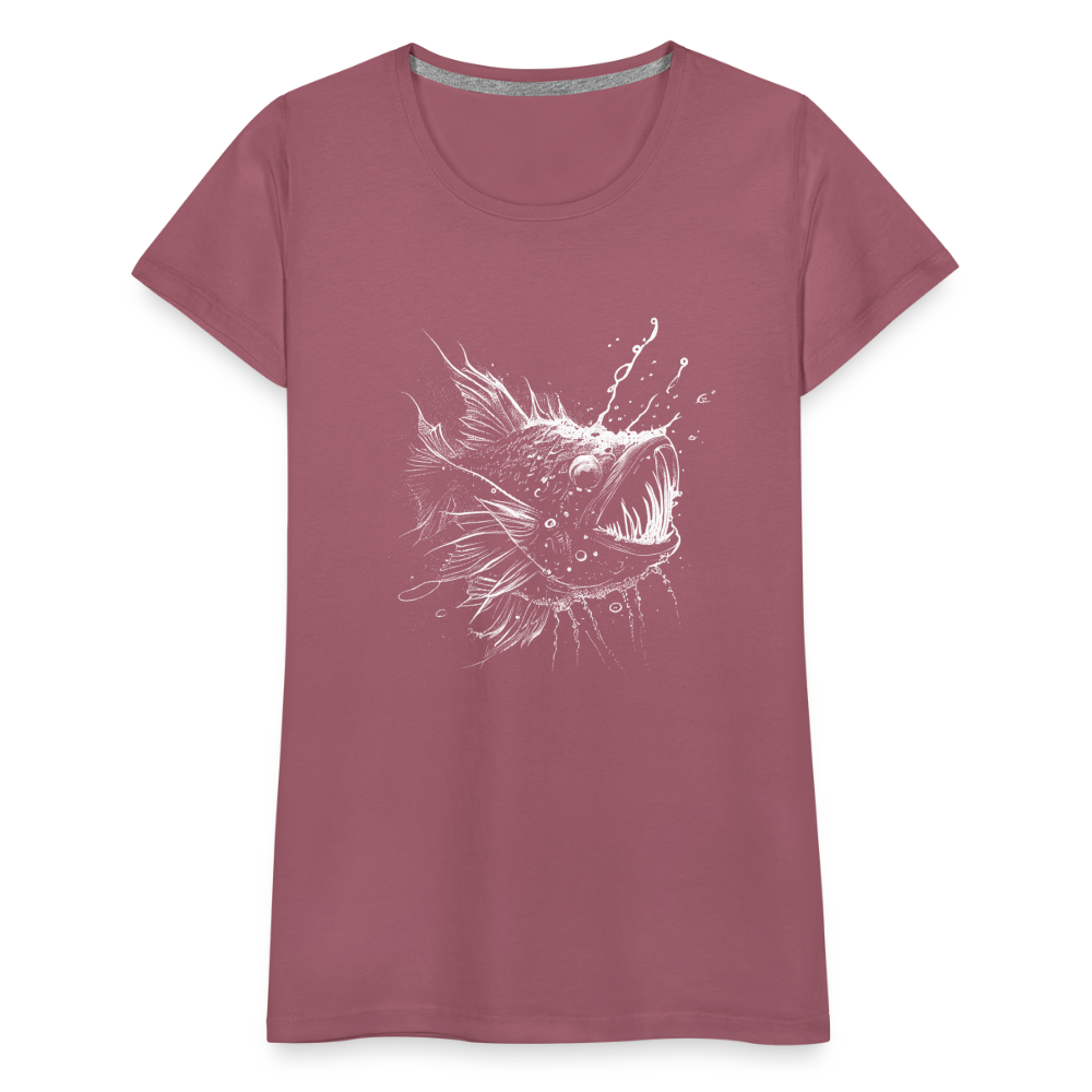 Anglerfisch, Tiefseefisch - Monochrom - Frauen Premium T-Shirt - Malve