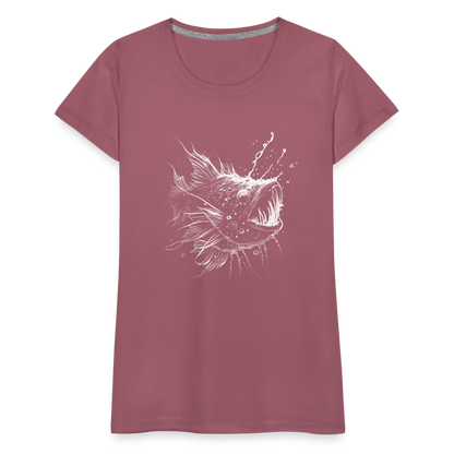 Anglerfisch, Tiefseefisch - Monochrom - Frauen Premium T-Shirt - by Artful Alchemist