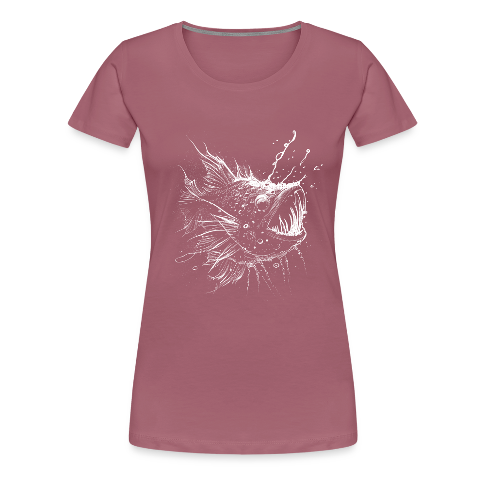 Anglerfisch, Tiefseefisch - Monochrom - Frauen Premium T-Shirt - Malve