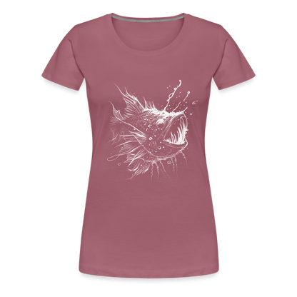Anglerfisch, Tiefseefisch - Monochrom - Frauen Premium T-Shirt - by Artful Alchemist