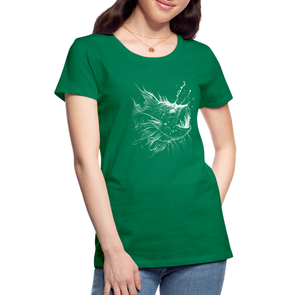 Anglerfisch, Tiefseefisch - Monochrom - Frauen Premium T-Shirt - Kelly Green