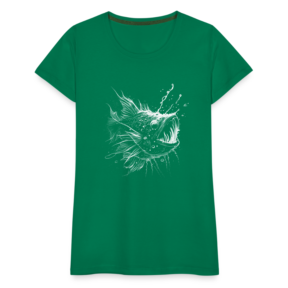 Anglerfisch, Tiefseefisch - Monochrom - Frauen Premium T-Shirt - Kelly Green