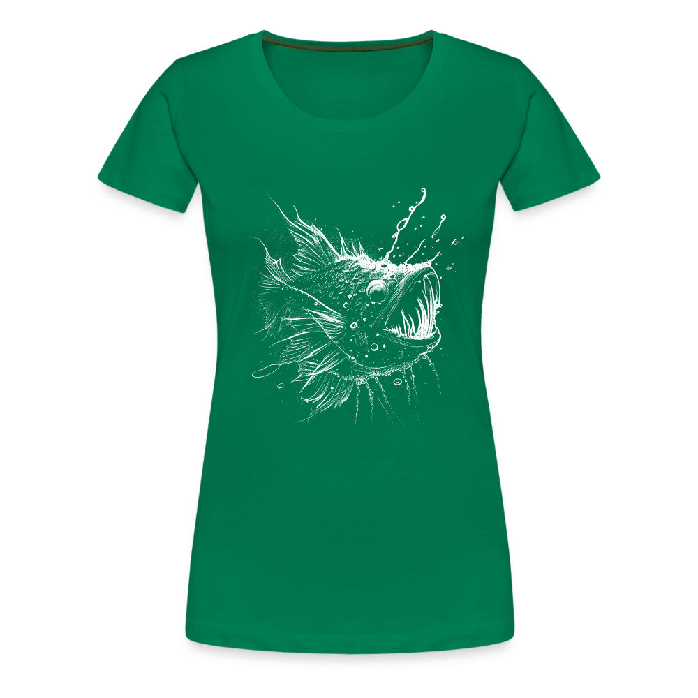 Anglerfisch, Tiefseefisch - Monochrom - Frauen Premium T-Shirt - Kelly Green