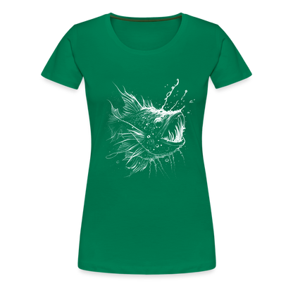 Anglerfisch, Tiefseefisch - Monochrom - Frauen Premium T-Shirt - by Artful Alchemist