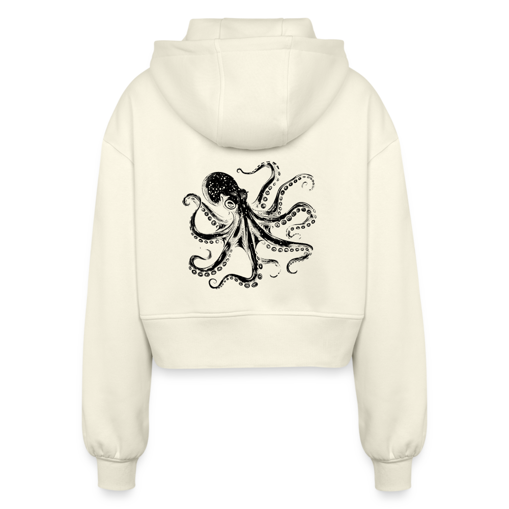 Cooler Oktopus Kraken - Frauen Oversized Cropped Kapuzenjacke - Natur