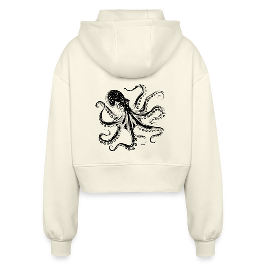 Cooler Oktopus Kraken - Frauen Oversized Cropped Kapuzenjacke - Natur