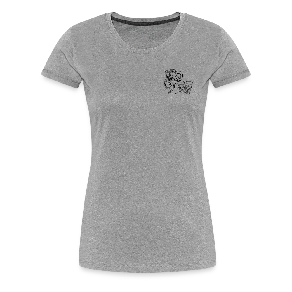 Bembel mit Gläsern  - Hessisch Mundart - Frauen Premium T-Shirt - Grau meliert