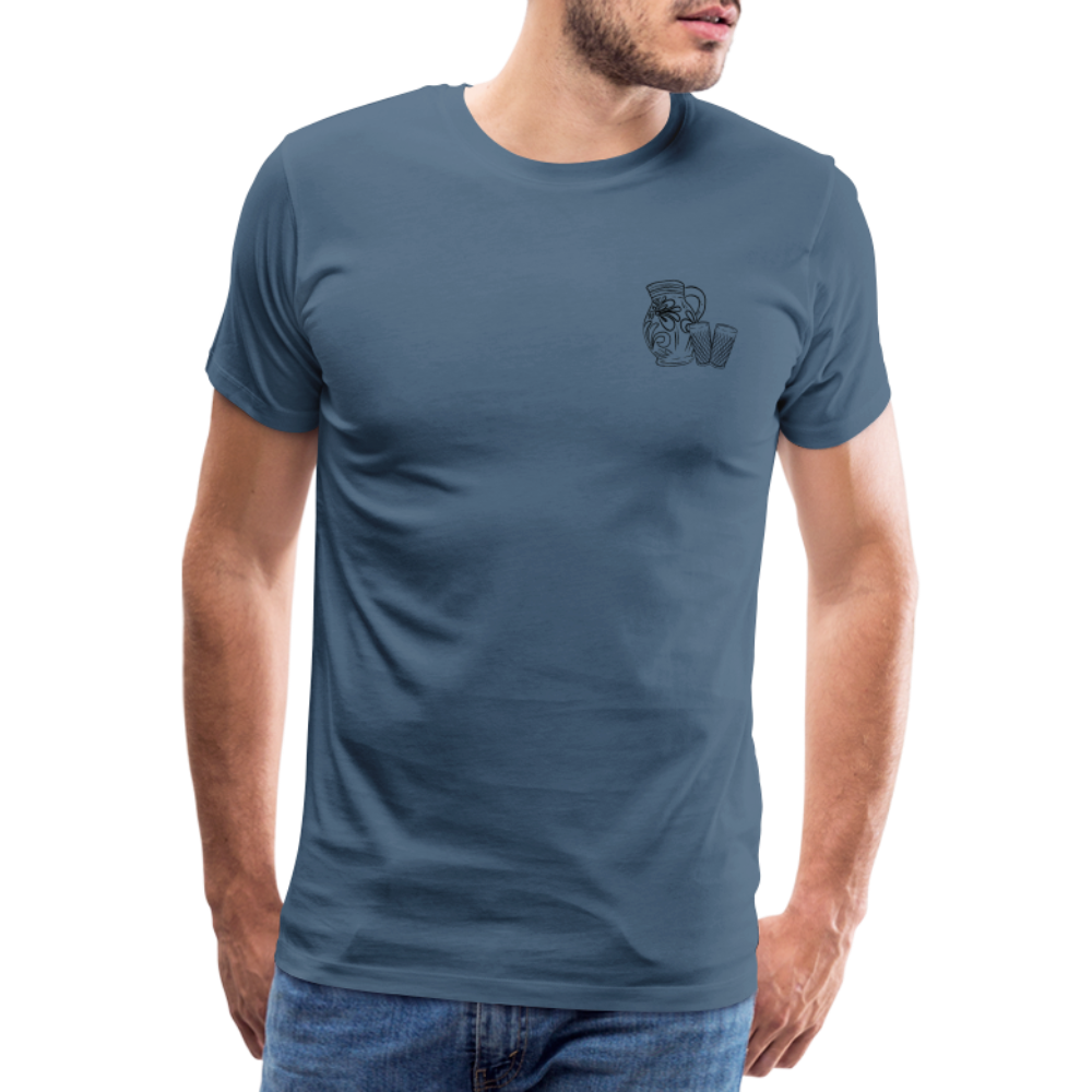 Bembel mit Gläsern  - Hessisch Mundart - Männer Premium T-Shirt - Blaugrau