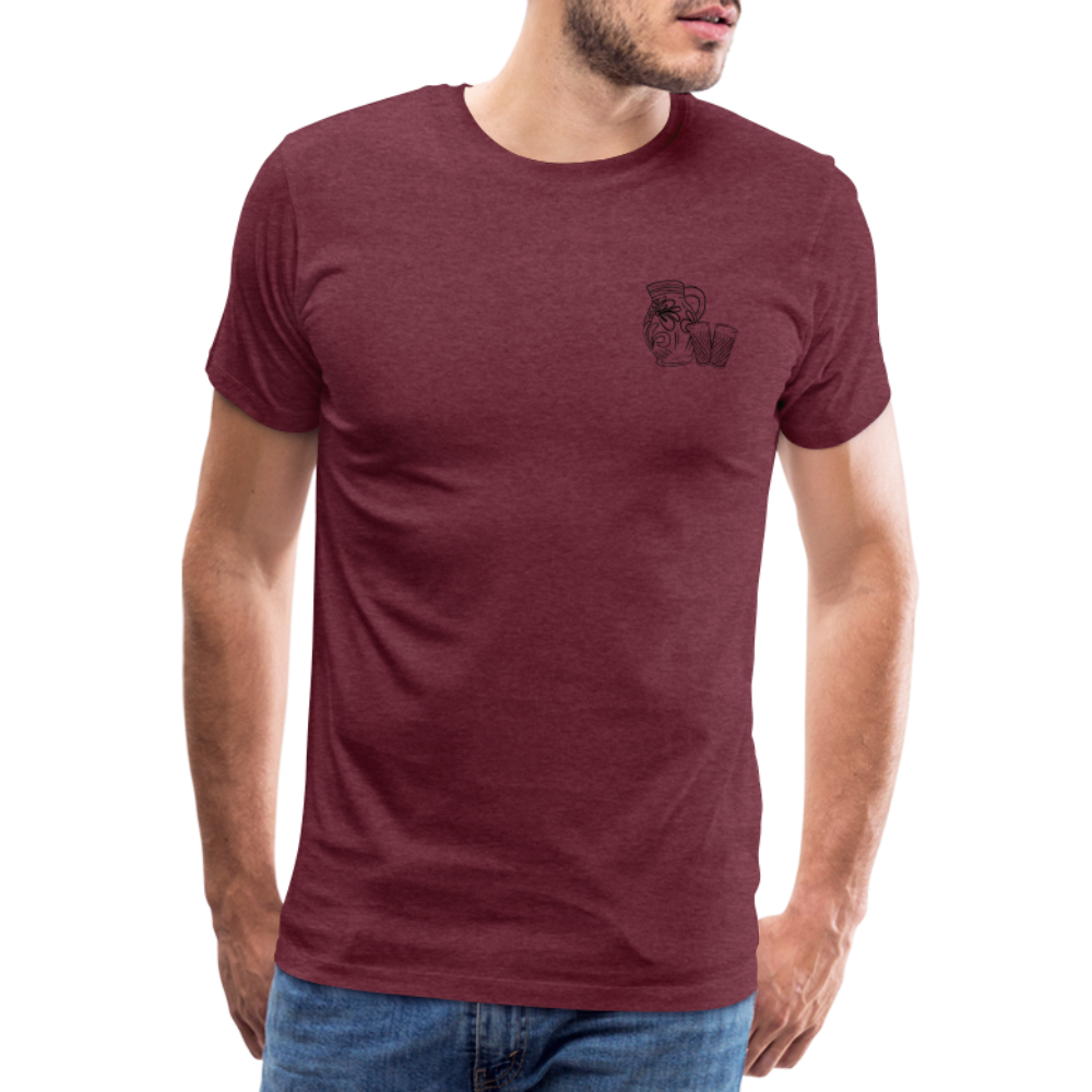 Bembel mit Gläsern  - Hessisch Mundart - Männer Premium T-Shirt - Bordeauxrot meliert