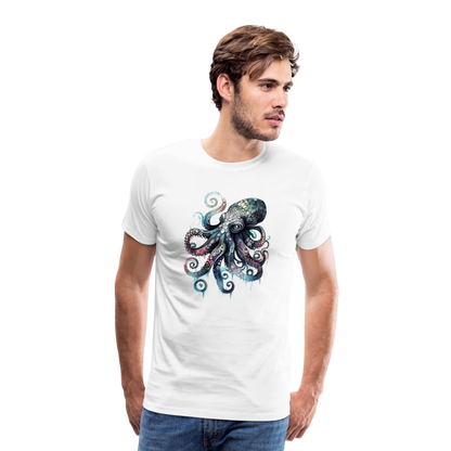 Cooler Wasserfarben Aquarell Oktopus  - Männer Premium T-Shirt - Weiß