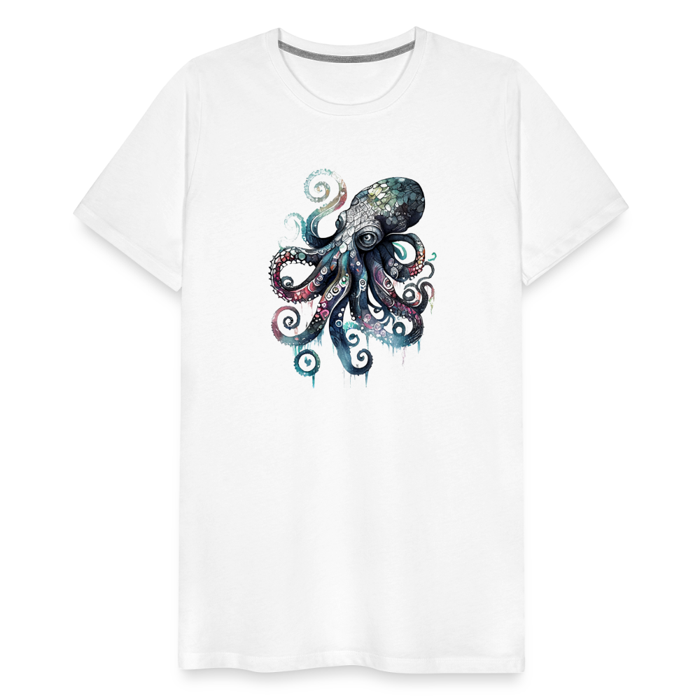 Cooler Wasserfarben Aquarell Oktopus  - Männer Premium T-Shirt - Weiß