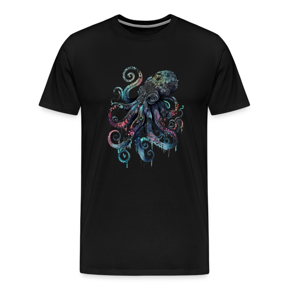 Cooler Wasserfarben Aquarell Oktopus  - Männer Premium T-Shirt - Schwarz