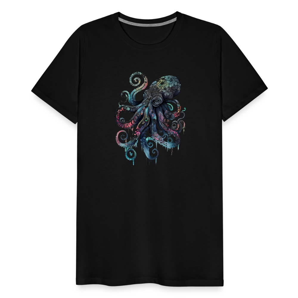 Cooler Wasserfarben Aquarell Oktopus  - Männer Premium T-Shirt - Schwarz