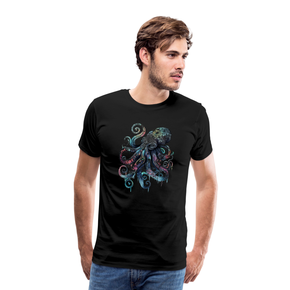 Cooler Wasserfarben Aquarell Oktopus  - Männer Premium T-Shirt - Schwarz