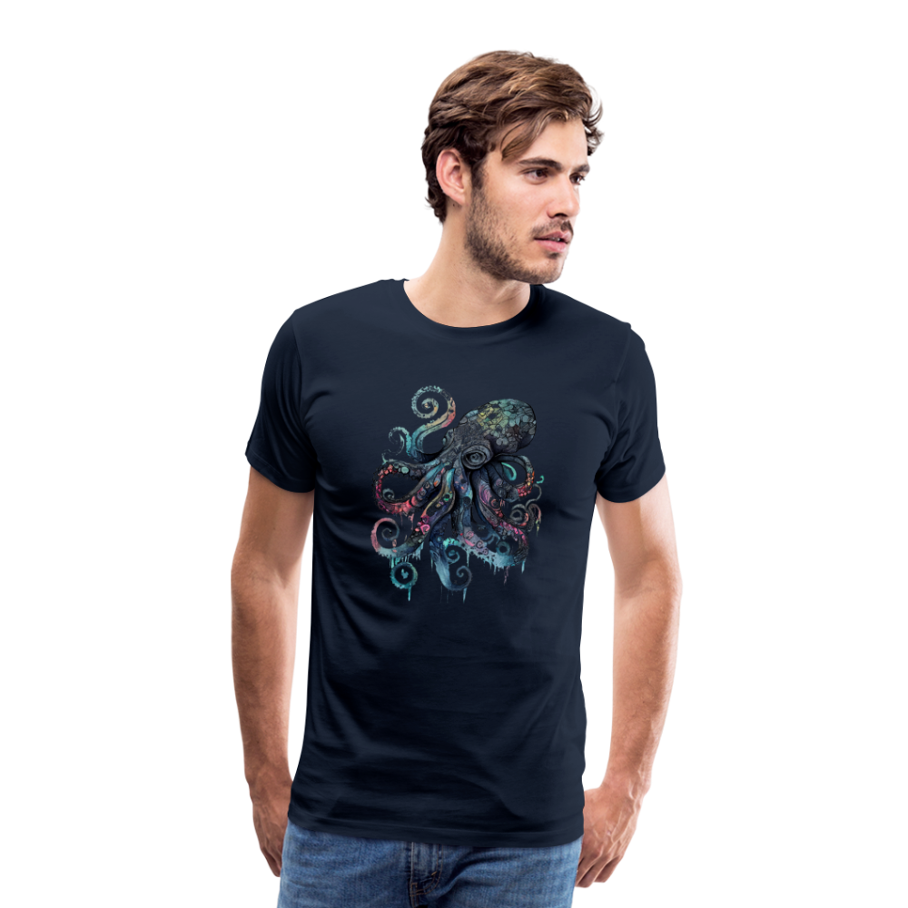 Cooler Wasserfarben Aquarell Oktopus  - Männer Premium T-Shirt - Navy