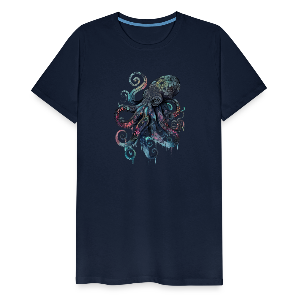 Cooler Wasserfarben Aquarell Oktopus  - Männer Premium T-Shirt - Navy