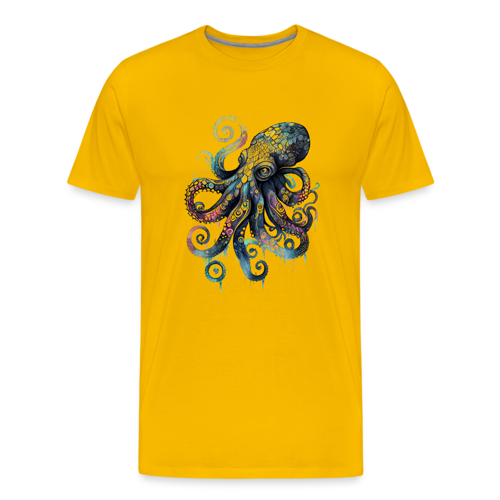 Cooler Wasserfarben Aquarell Oktopus  - Männer Premium T-Shirt - Sonnengelb