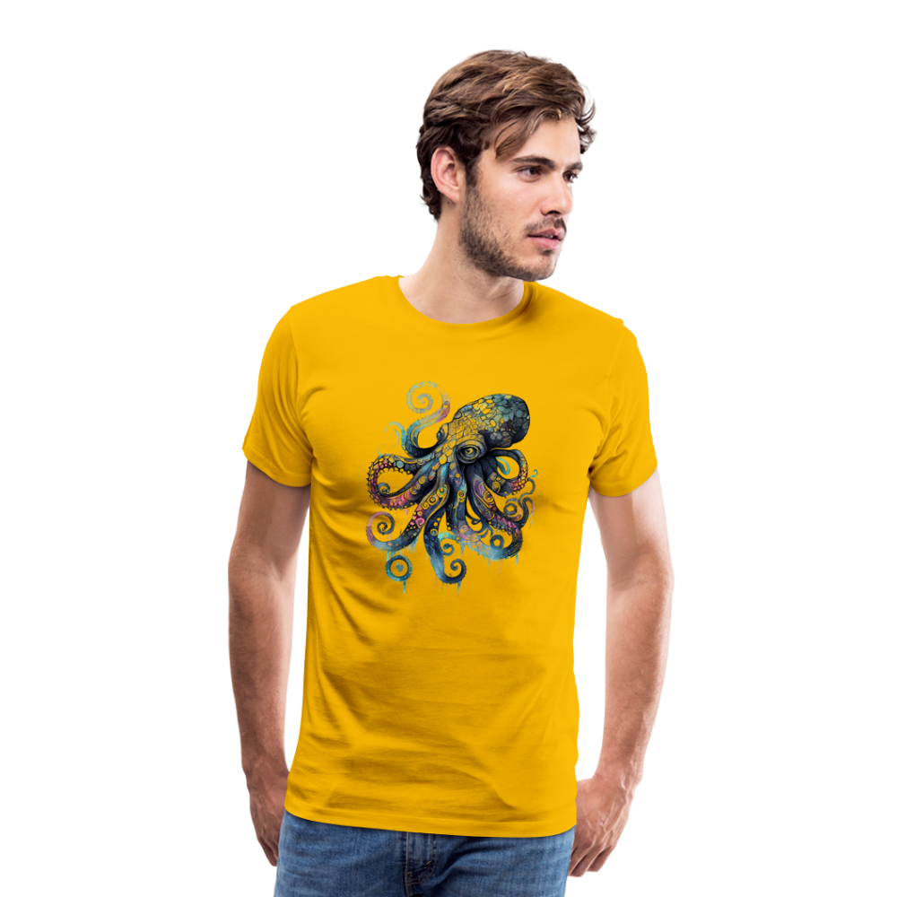 Cooler Wasserfarben Aquarell Oktopus  - Männer Premium T-Shirt - Sonnengelb