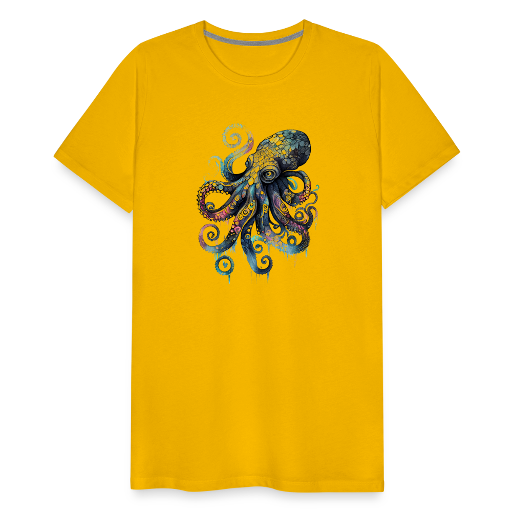 Cooler Wasserfarben Aquarell Oktopus  - Männer Premium T-Shirt - Sonnengelb