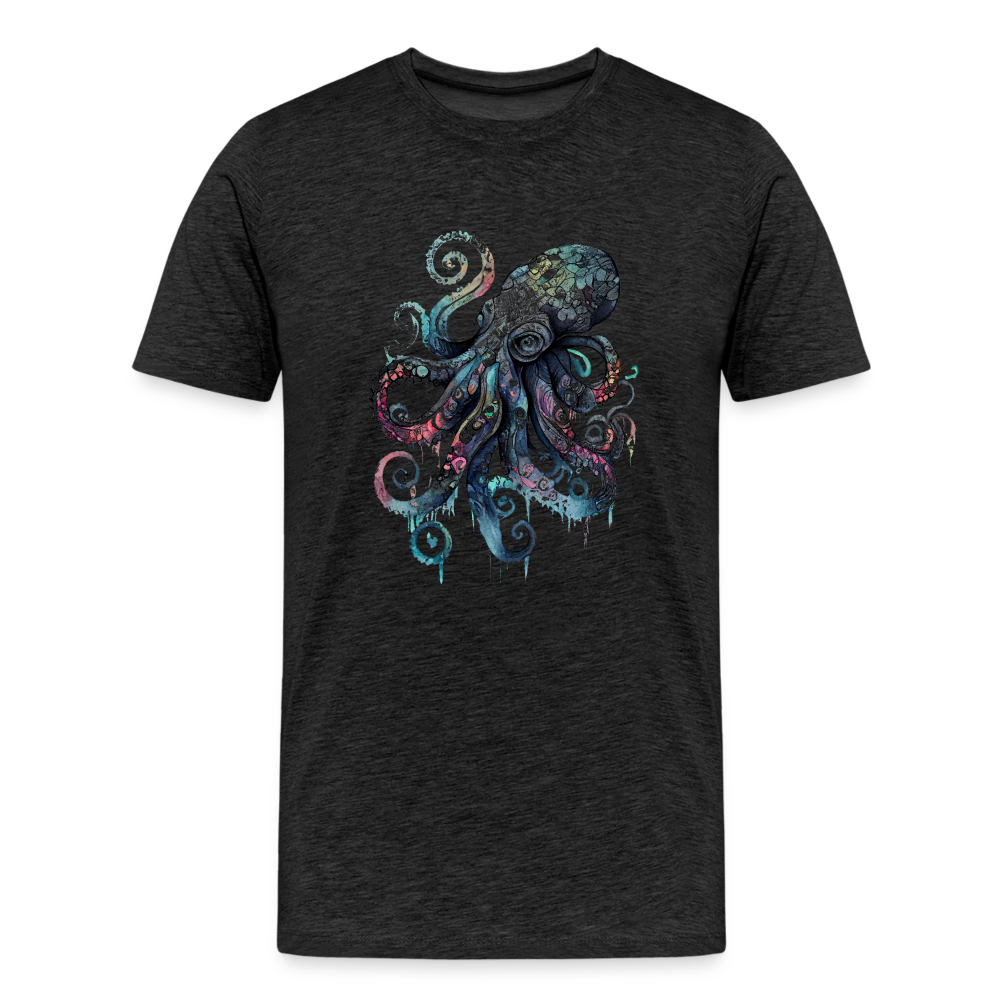 Cooler Wasserfarben Aquarell Oktopus  - Männer Premium T-Shirt - Anthrazit