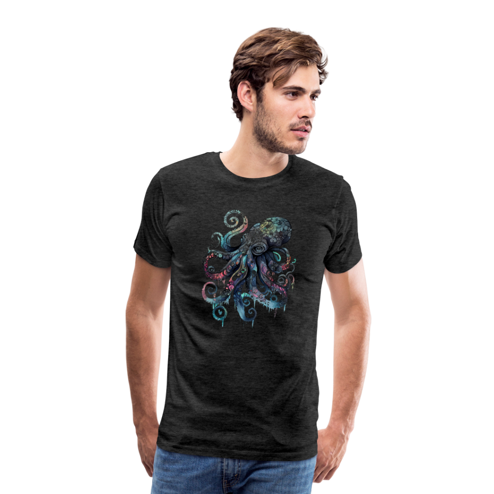 Cooler Wasserfarben Aquarell Oktopus  - Männer Premium T-Shirt - Anthrazit