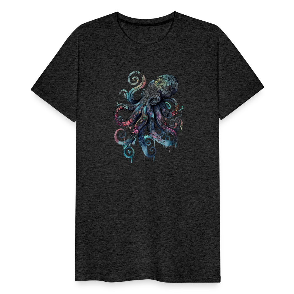 Cooler Wasserfarben Aquarell Oktopus  - Männer Premium T-Shirt - Anthrazit