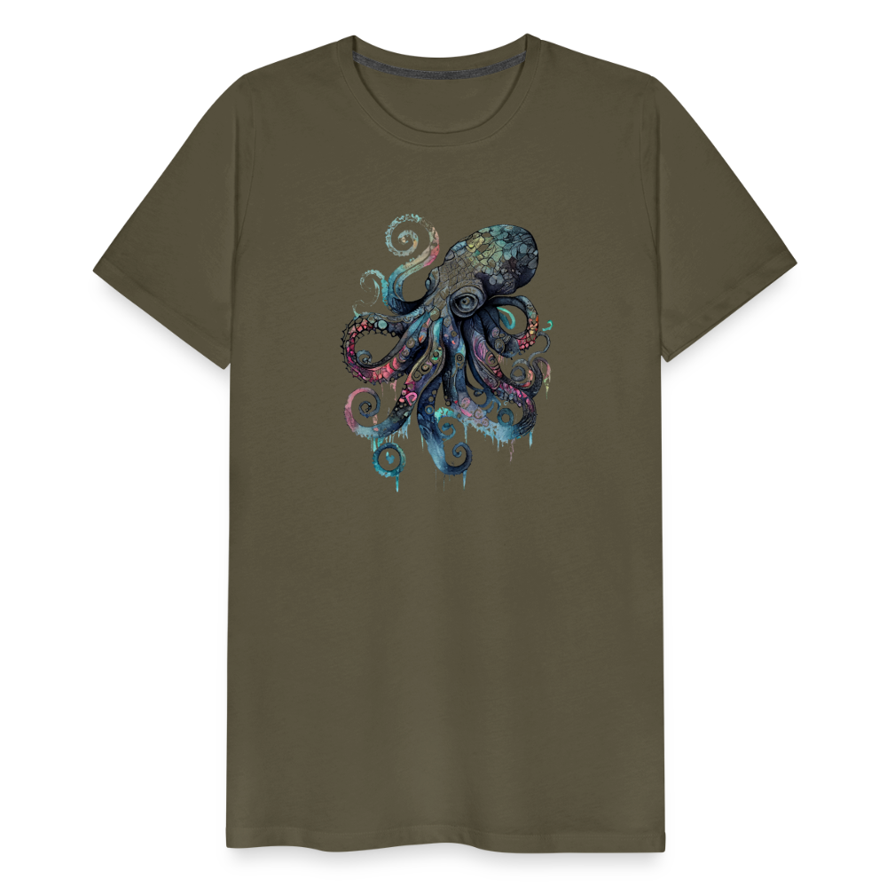 Cooler Wasserfarben Aquarell Oktopus  - Männer Premium T-Shirt - Khaki