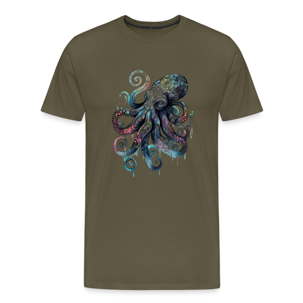 Cooler Wasserfarben Aquarell Oktopus  - Männer Premium T-Shirt - Khaki