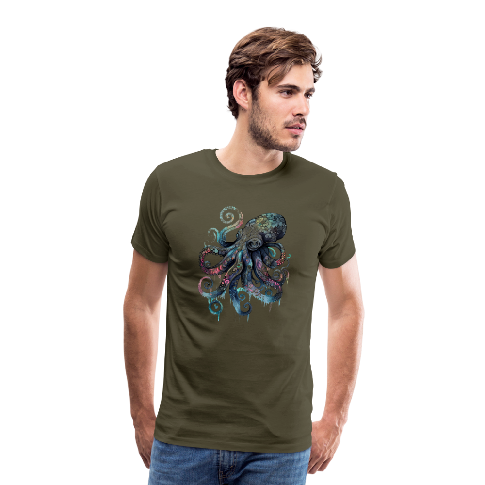 Cooler Wasserfarben Aquarell Oktopus  - Männer Premium T-Shirt - Khaki