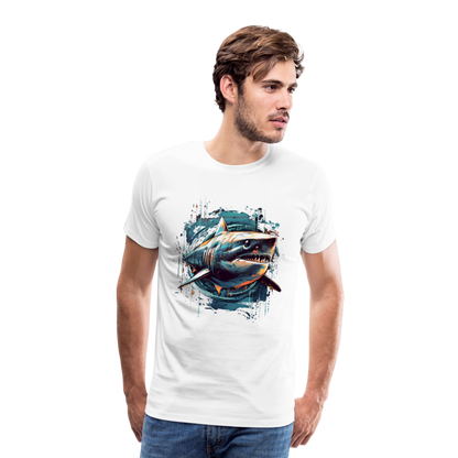 Cooler Retro Hai als Ink Art - Männer Premium T-Shirt - by Artful Alchemist