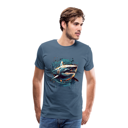 Cooler Retro Hai als Ink Art - Männer Premium T-Shirt - by Artful Alchemist