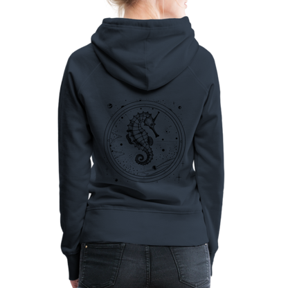 Vintage Weltraum Nautik Design Seepferd - Frauen Premium Hoodie - by Artful Alchemist