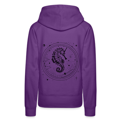 Vintage Weltraum Nautik Design Seepferd - Frauen Premium Hoodie - by Artful Alchemist