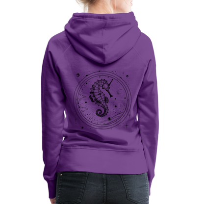Vintage Weltraum Nautik Design Seepferd - Frauen Premium Hoodie - by Artful Alchemist